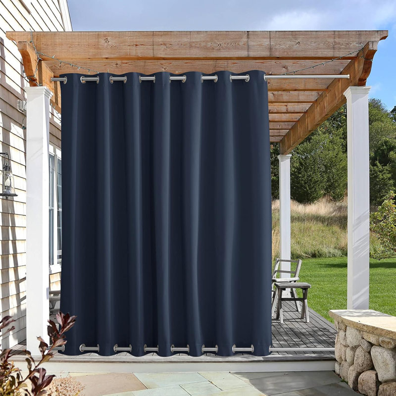 Ensemble de 2 rideaux occultants d'extérieur imperméables pour patio, Tanné, L 100 po x L 95 po