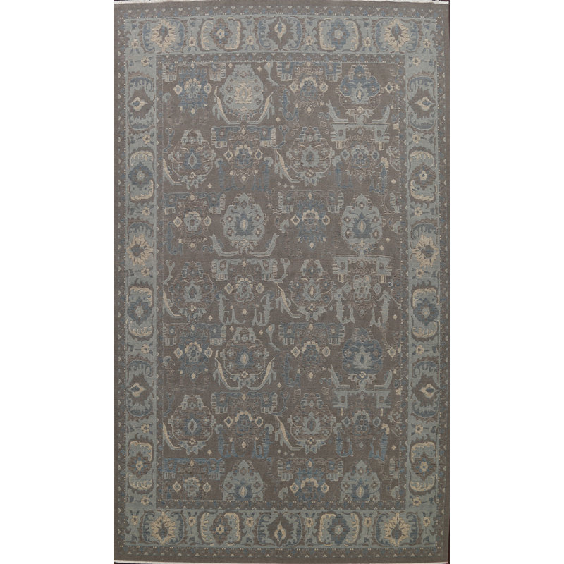 Tapis bleu clair / gris clair en laine Ziegler