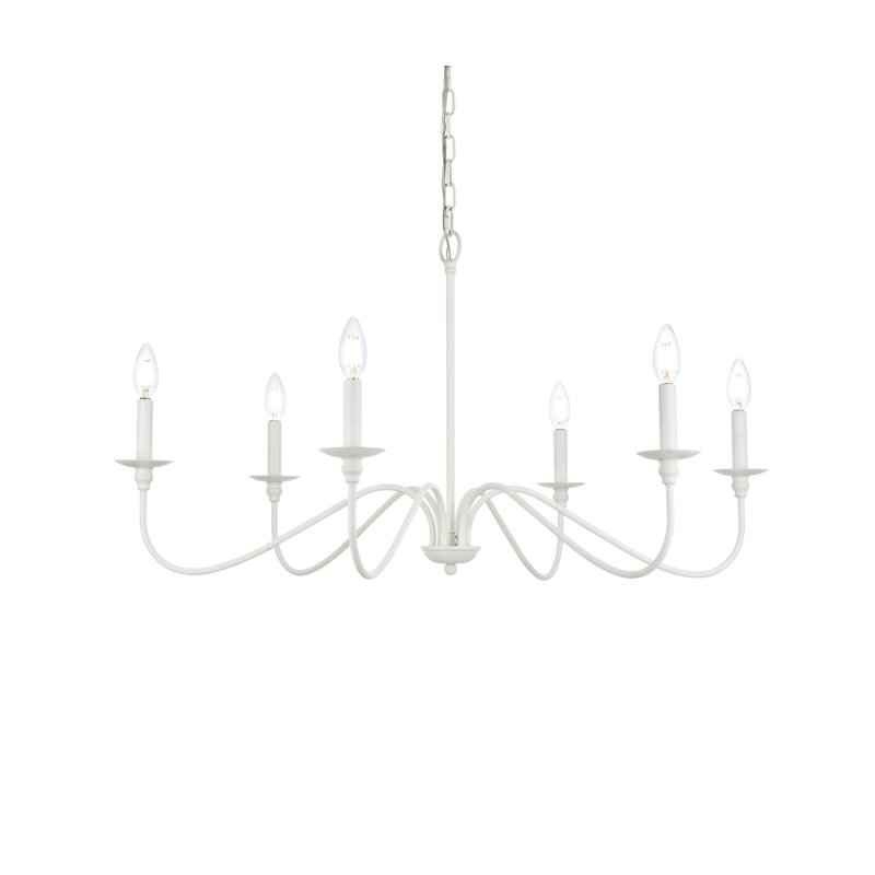 Lustre 6 lumières façon bougie Ableton, H 18 po x l 30 po x P 30 po, Blanc