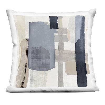 Coussin décoratif à imprimé collage expressif linéaire, design par Jacob Q