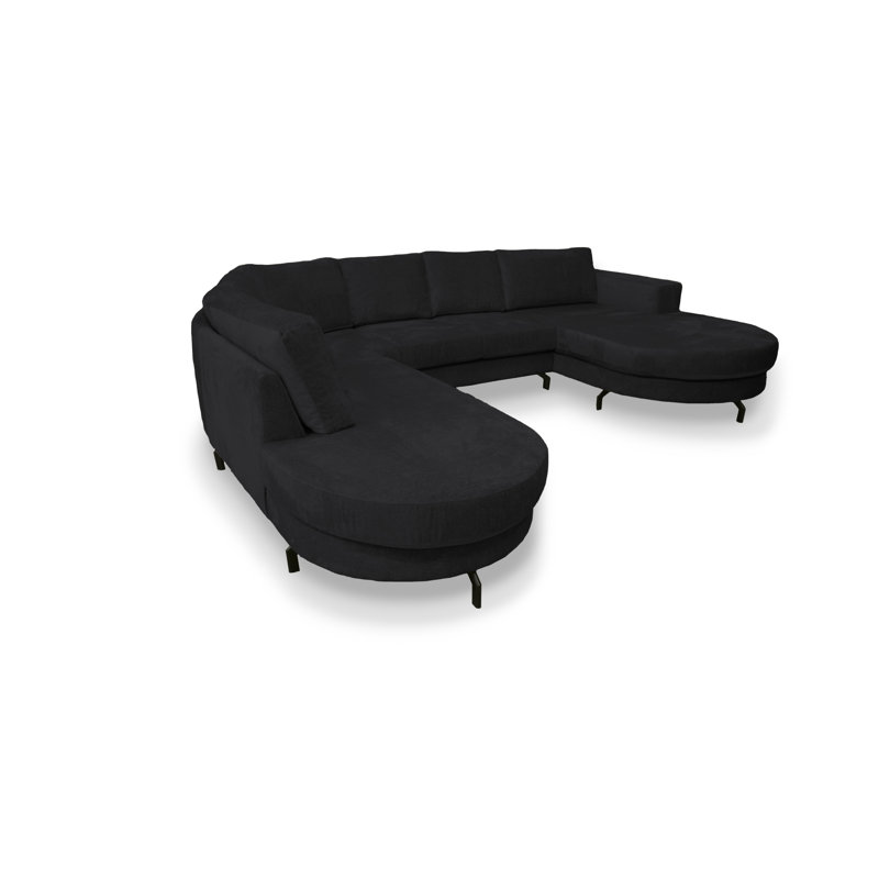 6 Seater Corner Sofa , Black, Left Hand Facing