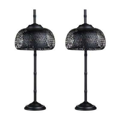 37.5" Metal Table Lamp With Black Shade