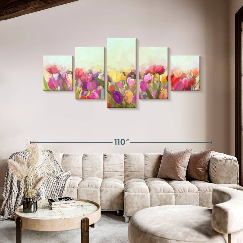 Tulipes de prairie abstraites, H 42 po x l 92 po