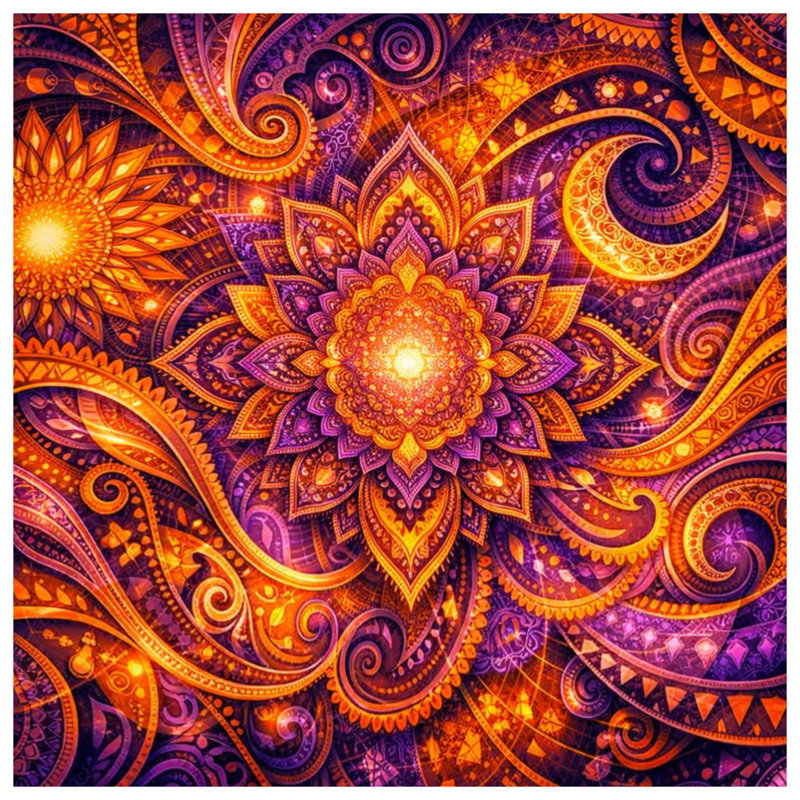 Housses de couette à motif mandala vibrant, Grand lit