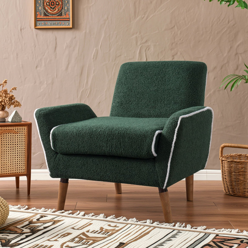 Chaise d'appoint rembourrée avec accoudoirs roulés, Vert