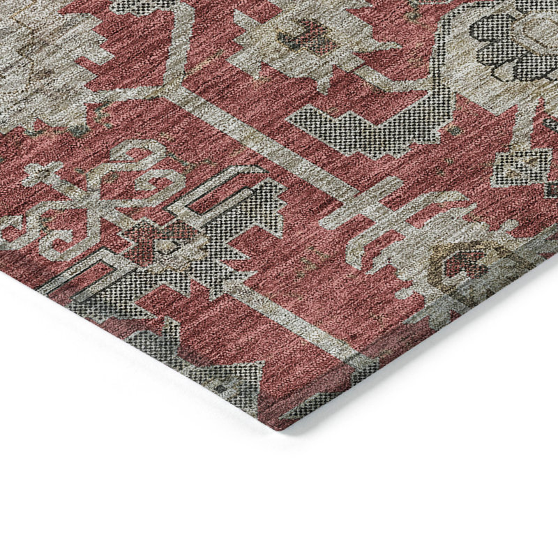 Tapis intérieur lavable oriental beige et gris anthracite 8 pi x 10 pi