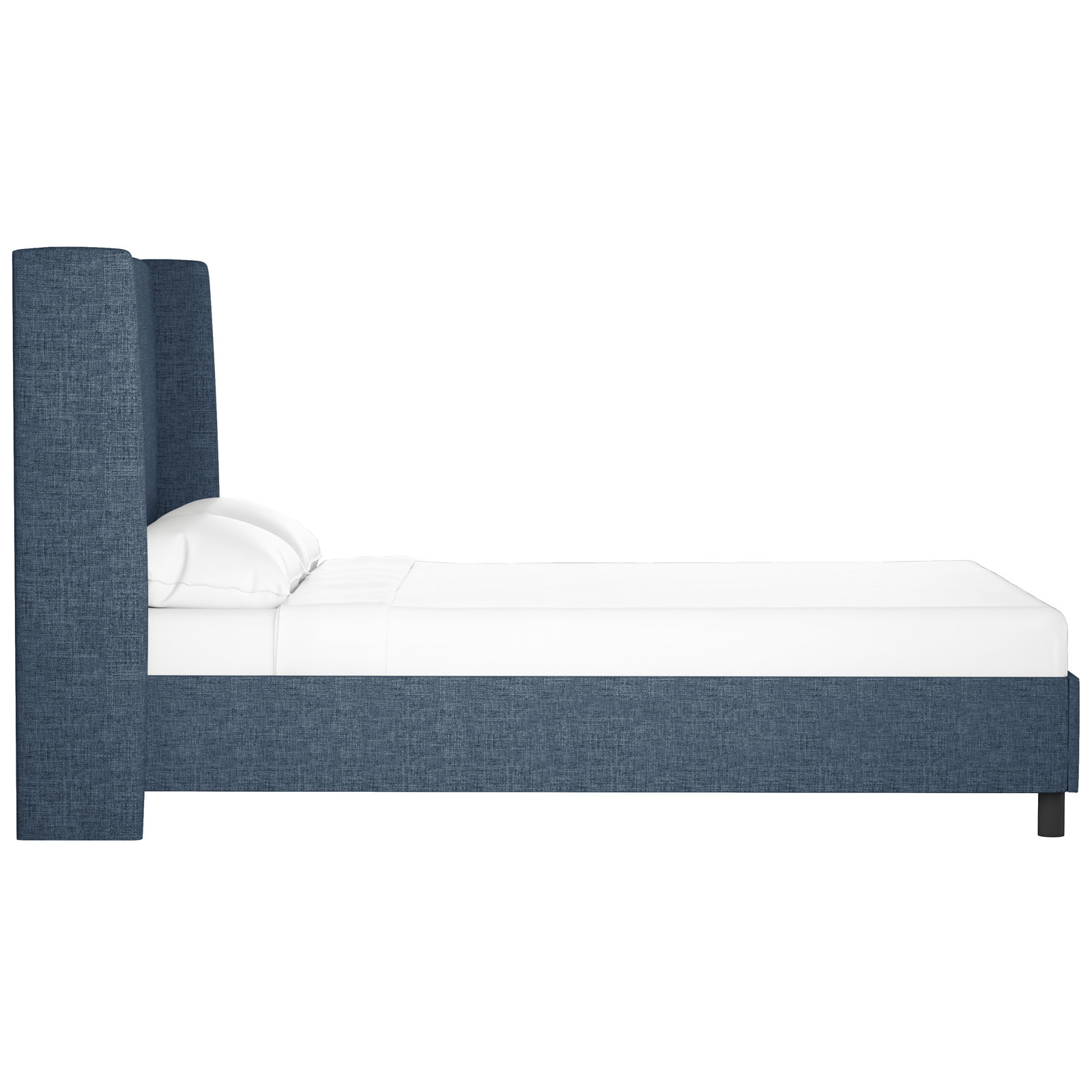 Tilly Linen Upholstered Wingback Bed, Full, Zuma Navy Textured Linen
