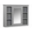 Armoire murale de salle de bain 35 po x 27,5 po avec miroir, beaucoup de rangement, charnière de porte, gris, miroir monté 35 po x 27,5 po, utilisation polyvalente-1486906874
