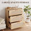 Commode 3 tiroirs en rotin, armoire de rangement moderne en bois avec tiroirs tissés, naturel