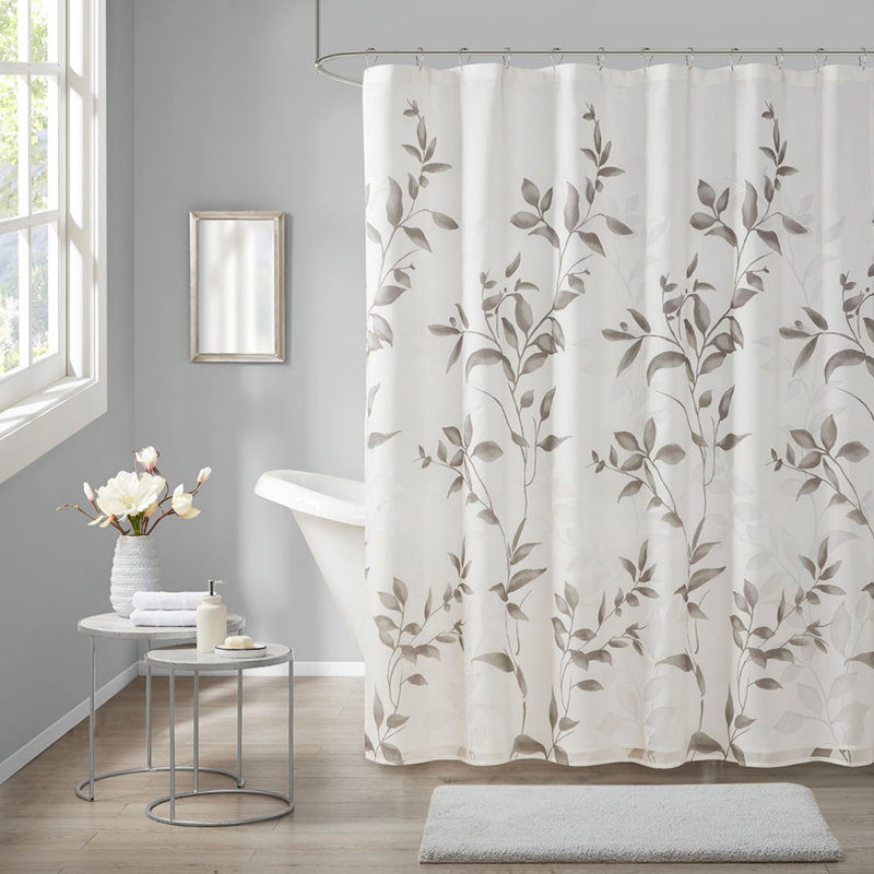Cecellia Botanical Shower Curtain, Gray