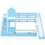 Lit superposé Twintwin avec glissade, 2 tiroirs et 3 tablettes en bleu. Fabrication en bois massif de plus de 6 ans. Longueur de 106,3 po x largeur de 76,6 po et hauteur de 72,8 po. Capacité de poids de 250 lb par lit. Pas de sommier tapissier-130429129-130429131