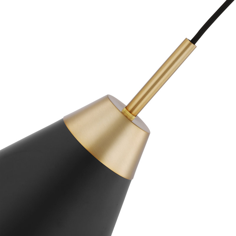 Luminaire suspendu simple en métal à 1 lumière avec plafond Gertrude, H 20 po x l 15 po x P 15 po, Noir mat / laiton bruni