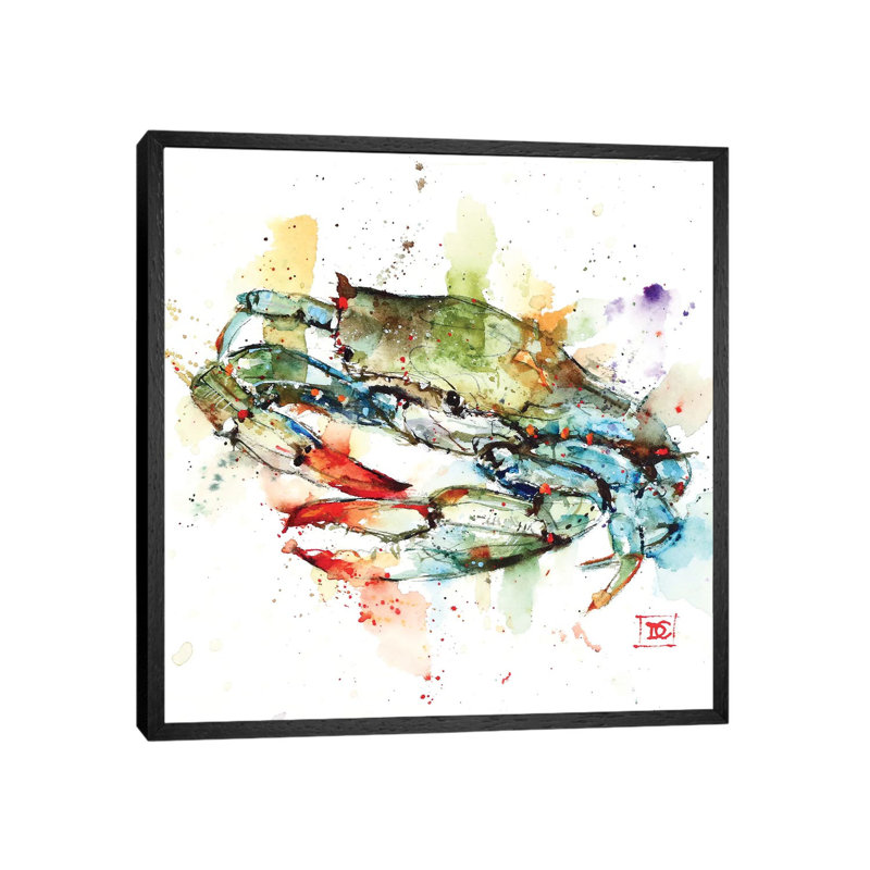 Blue Crab by Dean Crouser - Painting on Canvas, Black Framed, 66.04 cm H x 66.04 cm W