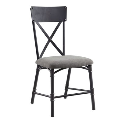 2 pièces de chaises d'appoint élégantes - plateau de table en bois gris sablé noir et siège rembourré douillet X dossier glamour de 2 à la fois tendance et tendance