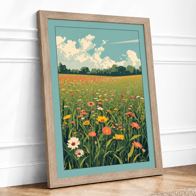 Wildflower Meadow At Summer Botanical - Print, Oak, A4 - 29.7 x 21.0 cm