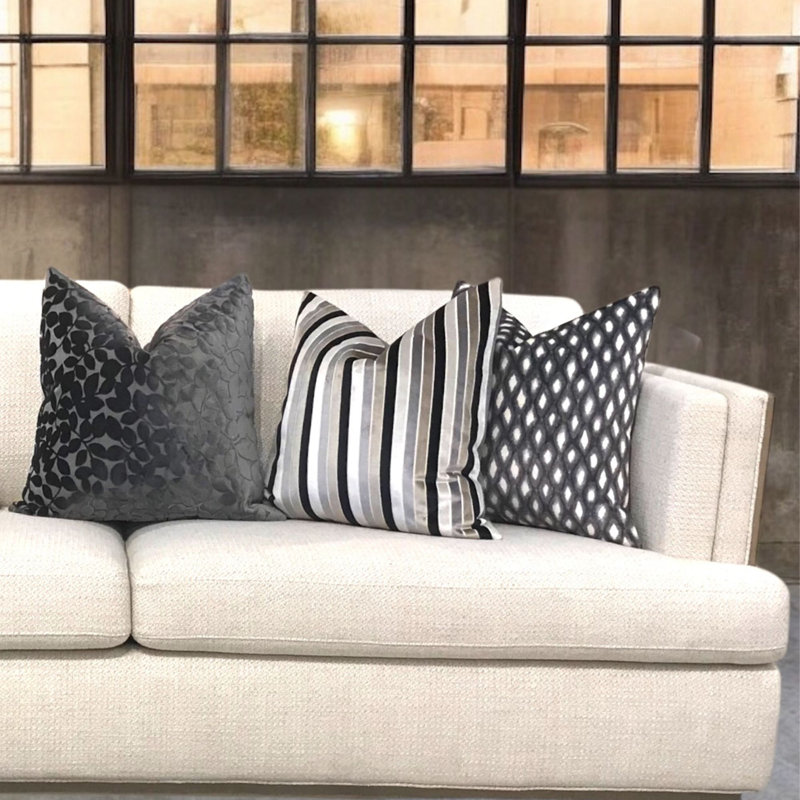 Velvet Square Pillow Cover & Insert, Black, 26"H x 26"W