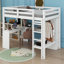Lit mezzanine simple avec bureau en L, garde-robe et tablettes-632357120-632357121