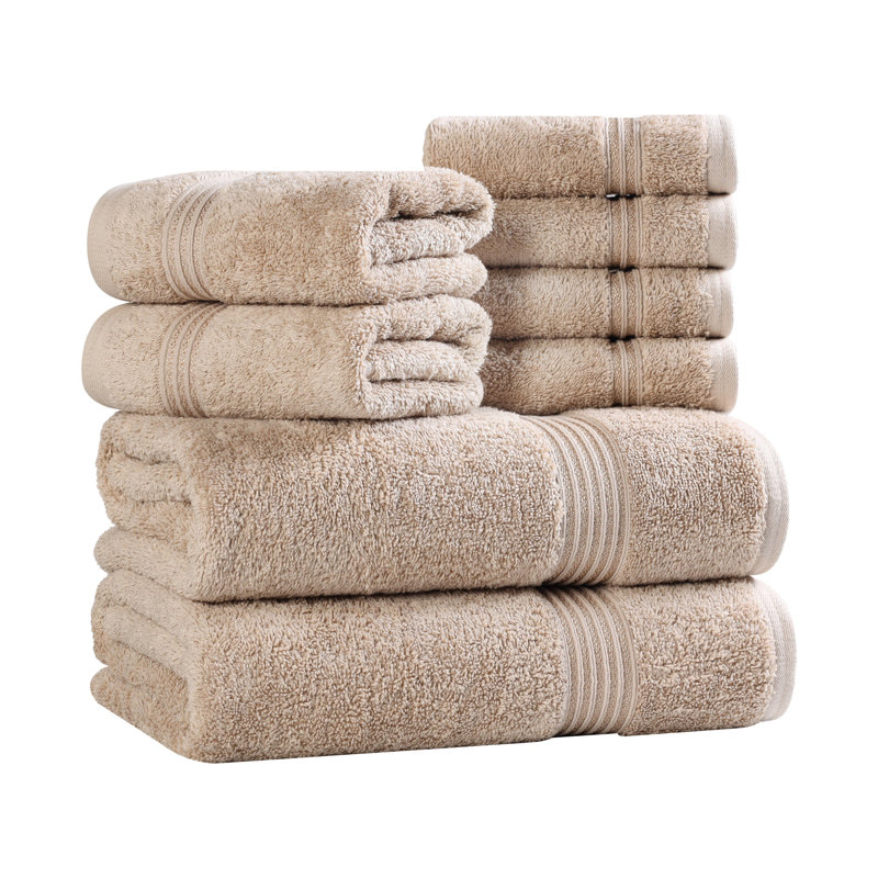 Alexia Heritage Egyptian Cotton Soft Absorbent Luxury 8 Piece Bathroom Towel Set, Taupe