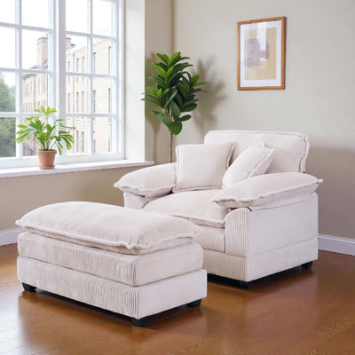 Chaise longue en velours côtelé 56,2 po L
