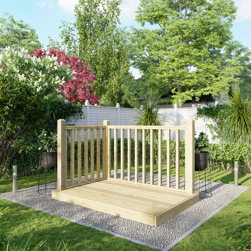 Powersheds 4 x 6ft Timber Pressure Treated Decking Kit - Handrails on Two Sides