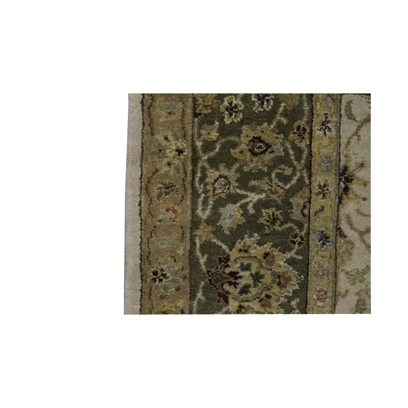 Tapis ivoire et vert noué à la main de haute qualité