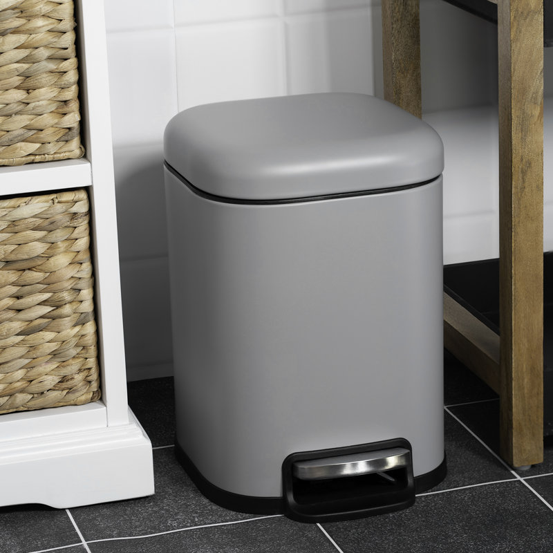 Stainless Steel Step On Kitchen Trash Can - 1.3 Gallons, Grey