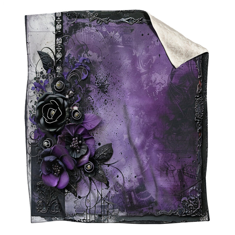 Jeté Floral, L 60 po x l 51 po, Purple Floral/Abstract
