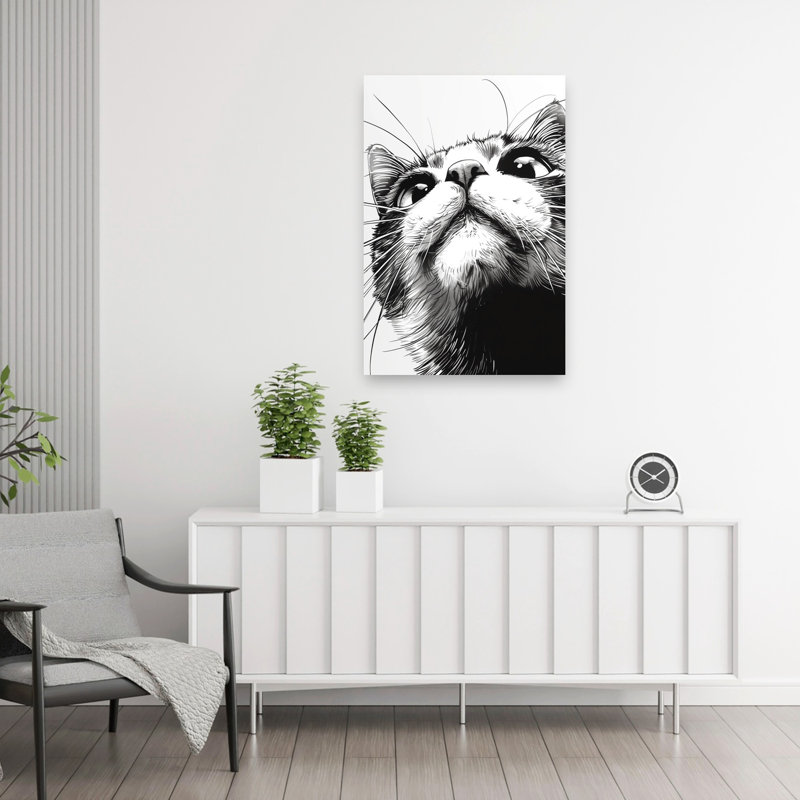 «Curious Cat Looking Contemporary», art mural, 36" H x 24" W