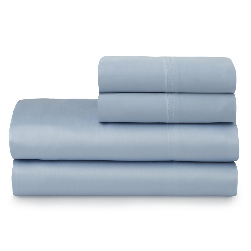 250 Thread Count Egyptian-Quality Cotton Sheet Set, Twin, Soft Blue