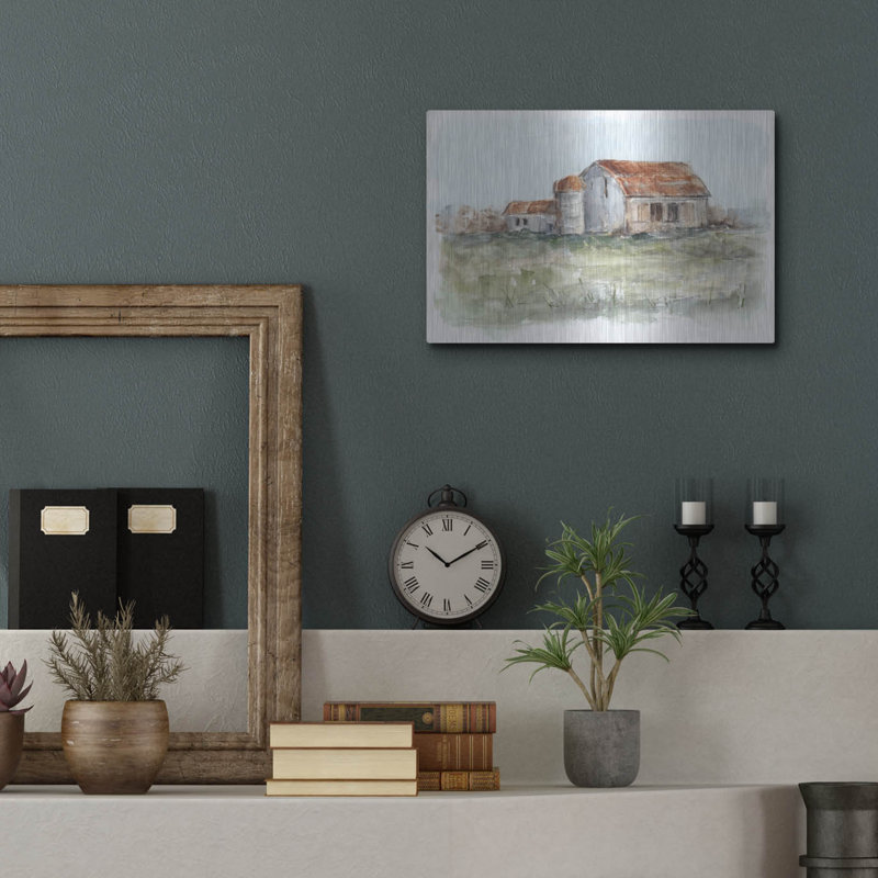 «Tin Toit Barn I» par Ethan Harper, art mural en métal »par Ethan Harper, H 12 po x l 16 po