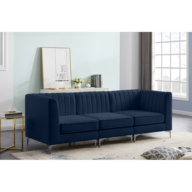 Canapé modulaire Enson, Velours marine