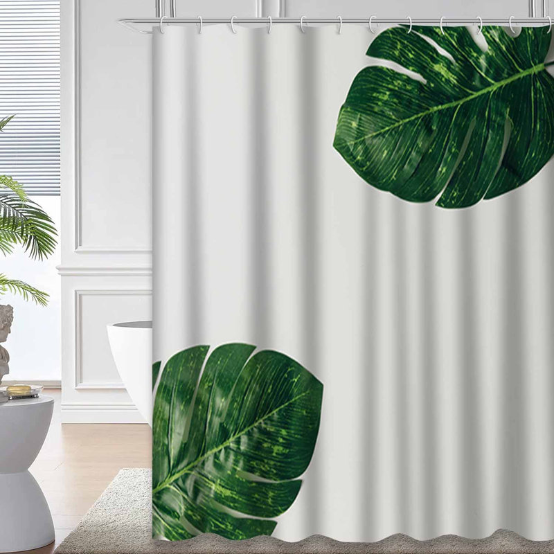 Vert, nature, feuilles tropicales, feuilles tropicales, été, forêt, plat, abstrait, avec 12 crochets, L 72 po x l 84 po