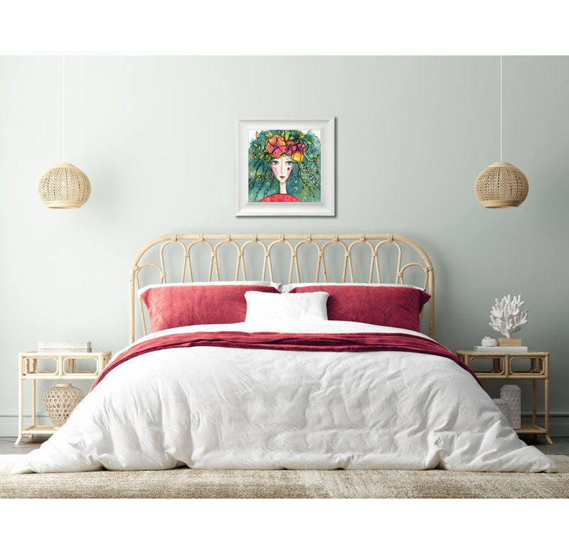 Fée de l'été, art mural sur toile, Cadre blanc, H 17,5 po x l 17,5 po x P 1 po