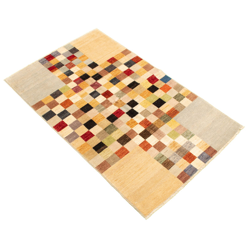 Tapis de la zone en laine beige/rouge/brun 4 pi 10 po x 7 pi 9 po one-of-kind-the main-noué la 2010 Combest