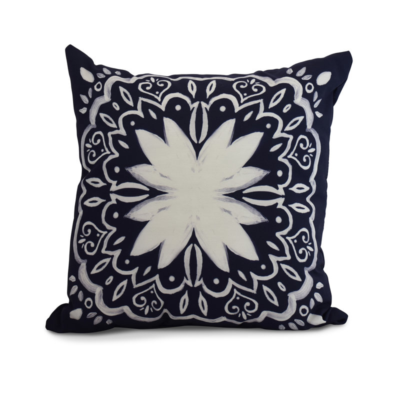 Cuban Flare Reversible Throw Pillow, Navy Blue, 26" x 26"