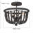 3 Light Wood Bead Semi Flush Mounts Lighting Chandelier-464977057