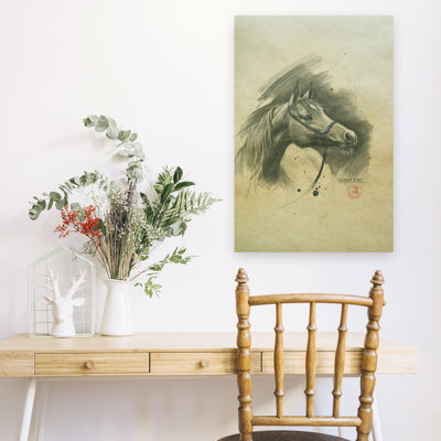 «Spiried Horse Portrait», art mural rétro élégant et classique