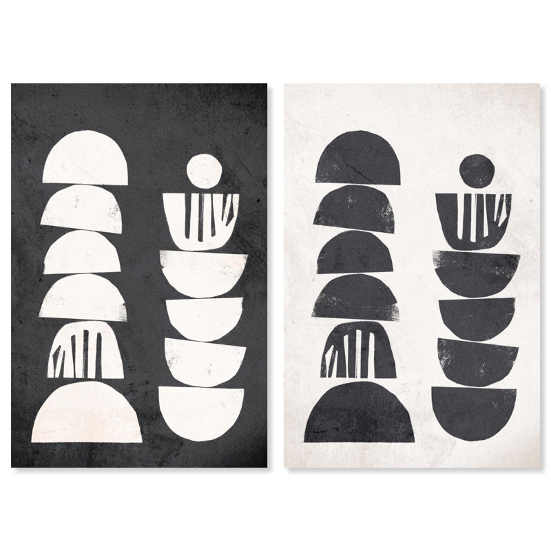 Cyclic Harmony Canvas Print Modern Abstract Art Set by Art Remedy, Black Frame, 10 x 15, 36" H x 24" W