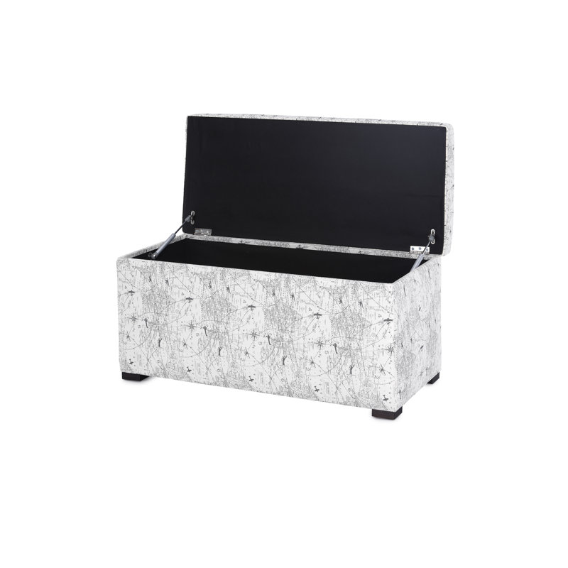 Birney Upholstered Storage Bench, Navy/White