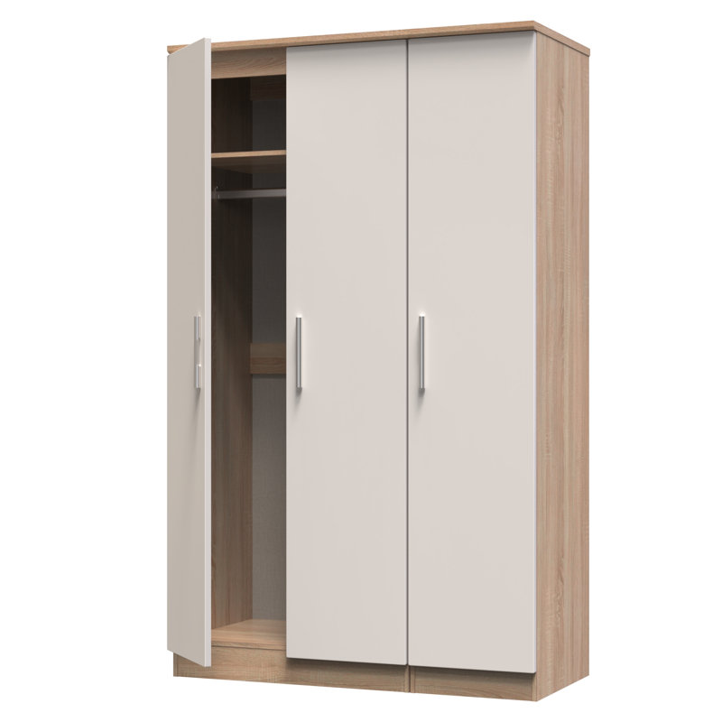 Borgeson Triple Plain Wardrobe, Kashmir Gloss/Bardolino Oak