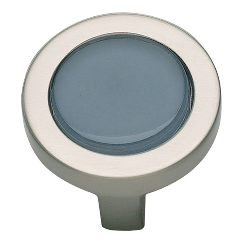 Spa 1-1/4" Diameter Round Knob, Brushed Nickel, Blue