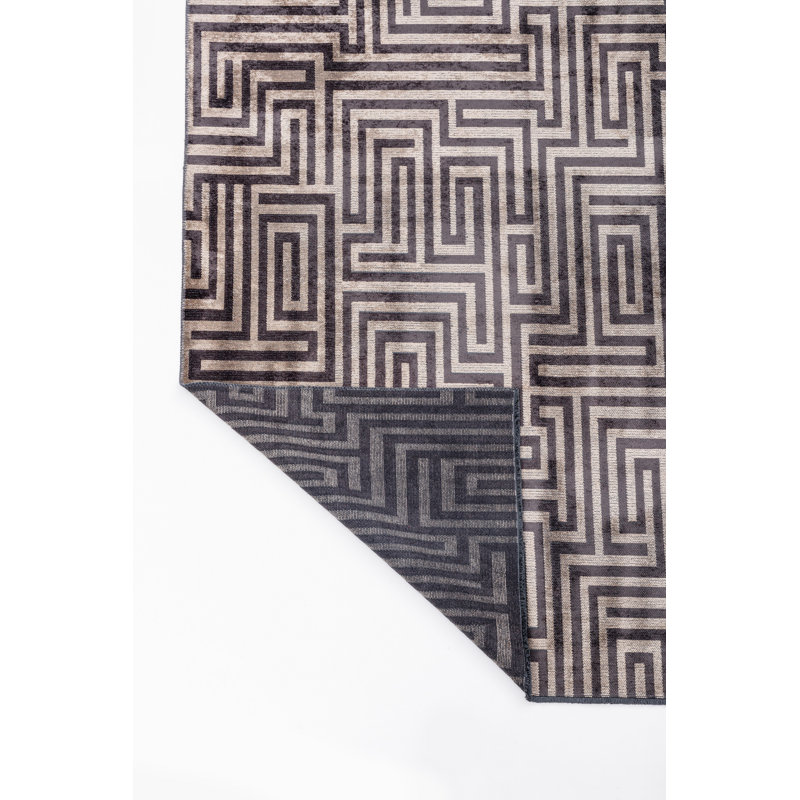 Rapture Gray/Beige/Dark Brown Geometric Luxury Area Rug, Rectangle 7'10" x 11'2"