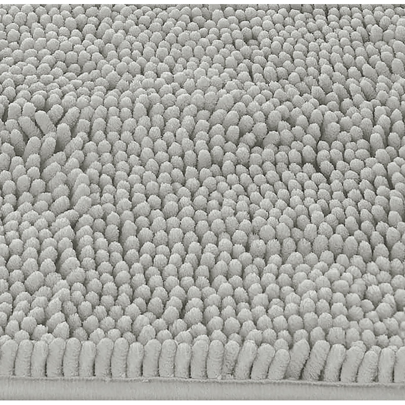 Ensemble de 2 tapis de salle de bain en chenille moelleux et moelleux, Gris clair