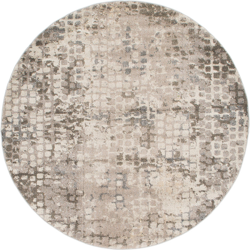 Tapis abstrait gris Hashimoto, Rond 6 pi 1 po
