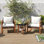 Ensemble de 3 meubles de patio en osier PE avec structure et coussins en bois d'acacia massif