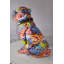 Statue de bouledogue français Eustache peinte avec des couleurs de graffiti, taille en résine: 18 po x 11 po x H 19 po