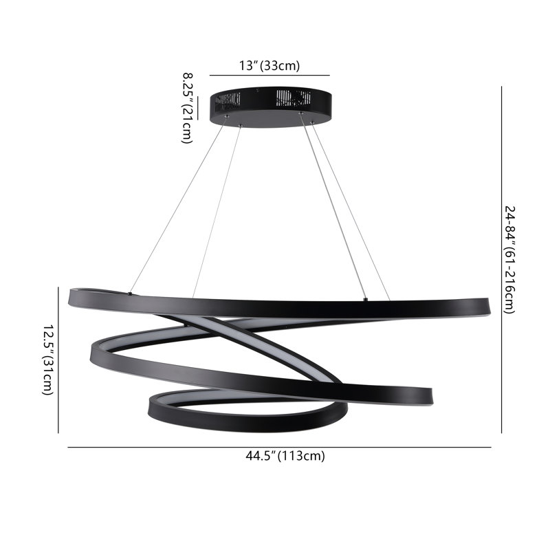 Yasmine 1 - Light LED Chandelier, Black