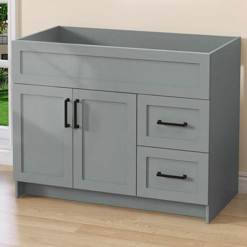 42" W X 21.5" D X 33.44" H Freestanding Sky Grey Bath Vanity Cabinet Without Top Modern Stand Alone Bathroom Cabinet Unassembled