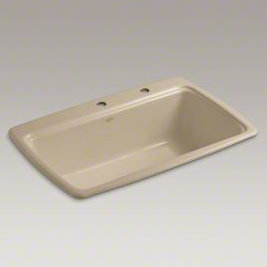 Cape Dory 33" L x 22" W x 9-5/8" Top-Mount Single-Bowl Kitchen Sink, 2 Hole, Mexican Sand