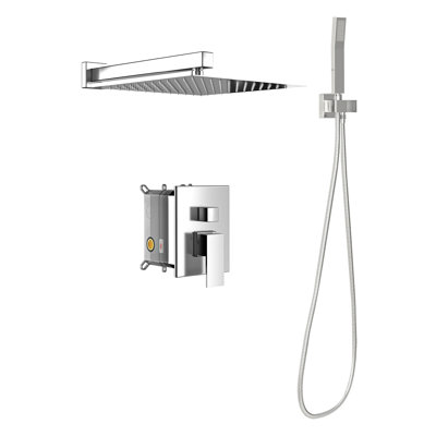 Système de douche carré mural 12 pouces avec valve brute Topcraft